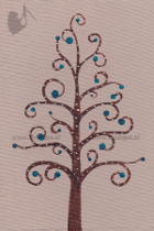 Brievenbuskunst schilderij Kerstboom van krullen